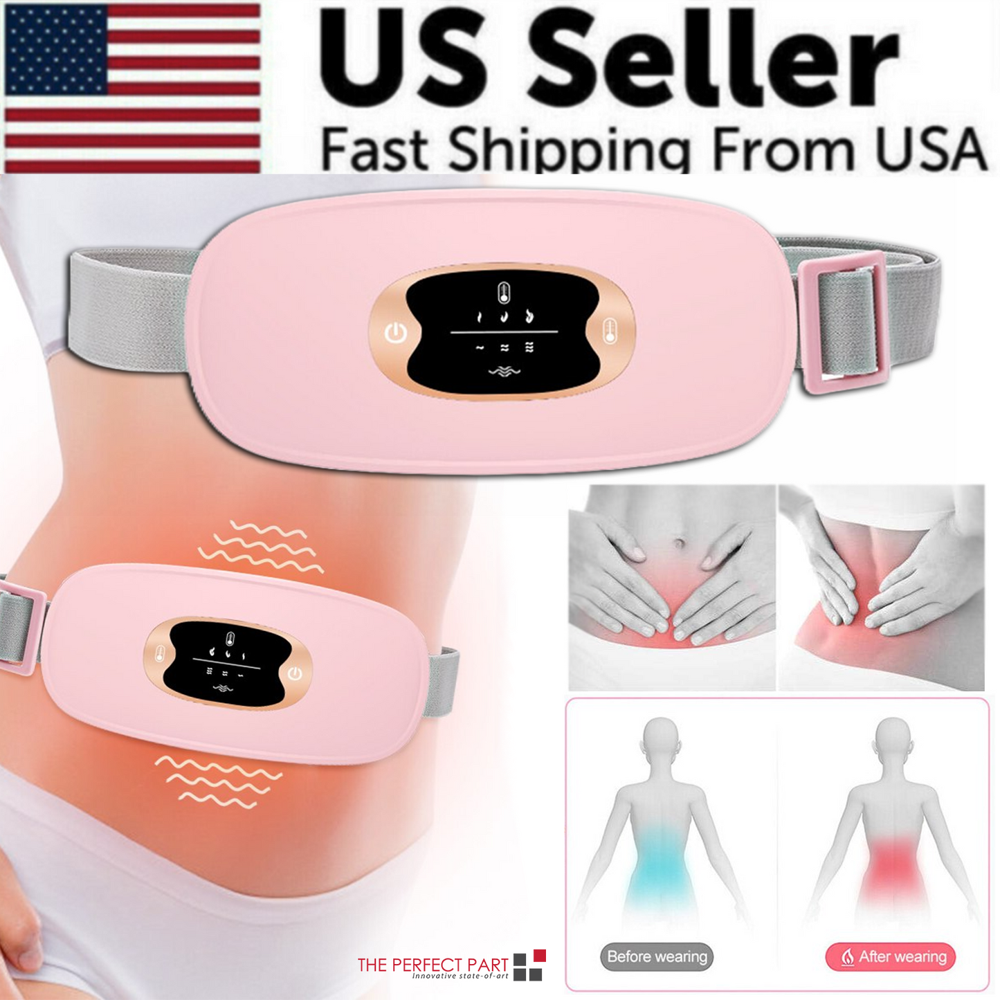 Electric Heating Menstrual Vibration Pad Belt For Period Pain Relief
